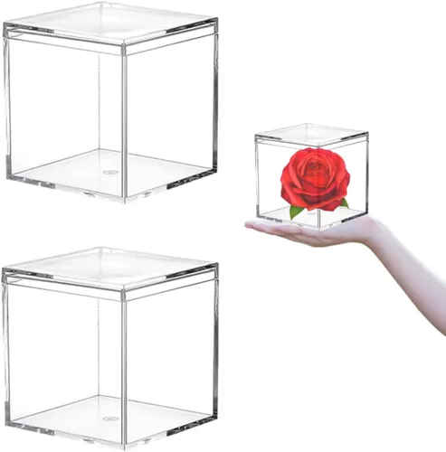 Vista 12 de KissYou Caja pequeña de acrílico con tapa transparente para dulces, cajas para exhibición, decoración de fiesta, plástico, cuadrado, cubo