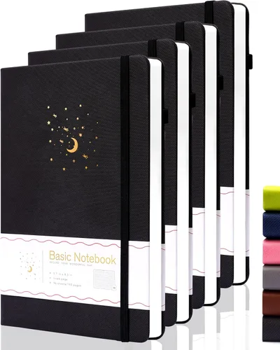 Vista 21 de CAGIE Cuaderno rayado para trabajo, cuaderno de tapa dura para escribir, mujeres y hombres, diario para tomar notas con lazo para bolígrafo