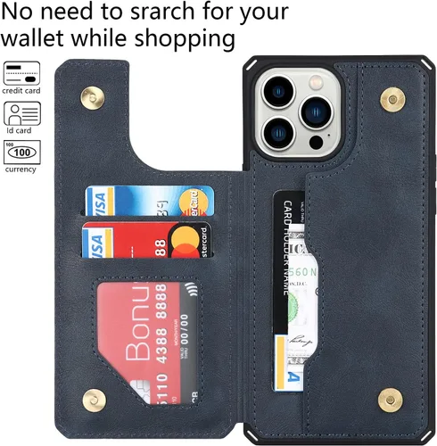 Vista 3 de Cavor Funda para iPhone 11 Pro Max con tarjetero, funda tipo cartera con tarjetero y tarjetero para iPhone 11ProMax, funda de piel sintética