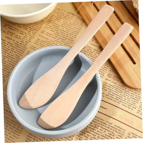 Vista 8 de BESTONZON Juego de 20 cuchillos de mantequilla de madera, mini esparcidor de mermelada para sándwich de queso, espátula de madera pequeña, espátula