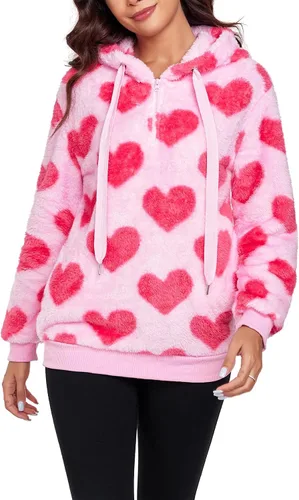 Vista 11 de Century Star Sudadera deportiva mullida de vellón con capucha para mujer de talla extragrande con bolsillos