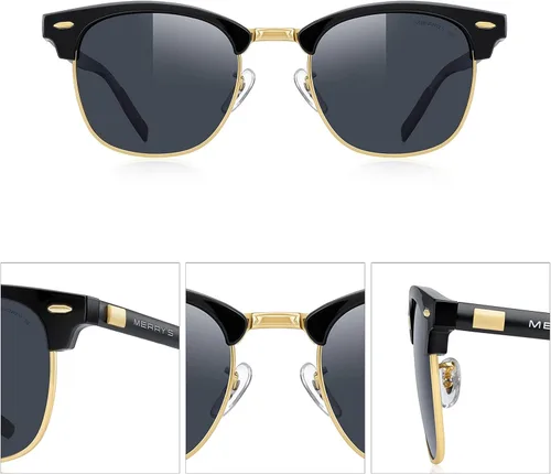Vista 3 de MERRYS S8054 gafas de sol polarizadas retro casi sin montura para hombre y mujer