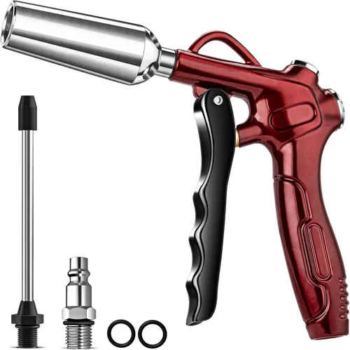 Vista 8 de Pistola de aire de alto flujo con extensión ajustable de 8 a 14 pulgadas, soplador de boquilla de aire rojo mejorado con potente boquilla Venturi