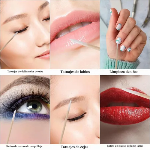 Vista 7 de 500 hisopos de algodón puntiagudos de 4 pulgadas, aplicadores de punta de algodón microblading de precisión, suministros permanentes para tatuajes