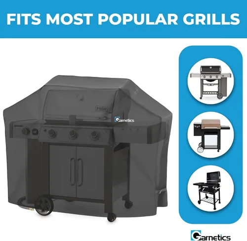 Vista 5 de Cubierta de parrilla para exteriores de 55 pulgadas – Cepillo de limpieza de parrilla incluido, cubierta de parrilla de gas impermeable resistente