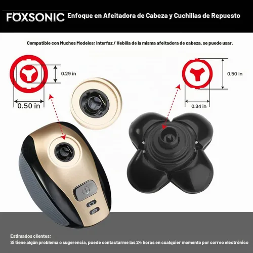 Vista 4 de Cabezales de repuesto mejorados para afeitadora de 5 cuchillas - Cabezales de afeitadora eléctrica dorado (5 Gold)
