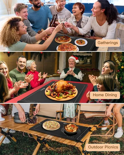 Vista 8 de Tapete Calentador de Alimentos, Calentador Plegable Mejorado de Grafeno con Calentamiento de Superficie Completa, Almohadilla Calentadora