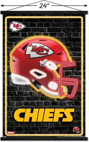 Vista 3 de Trends International NFL Kansas City Chiefs - Póster de pared con casco neón 23 con marco magnético