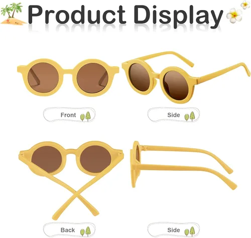 Vista 3 de HCDHAKN Gafas de sol para niños y niñas, recuerdos de fiesta, a granel, redondas, para niños de 2 a 10 años, gafas de sol coloridas para exteriores