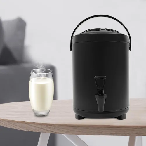 Vista 2 de Dispensador de bebidas con aislamiento de acero inoxidable, dispensador de bebidas calientes con grifo, dispensador térmico de bebidas frías