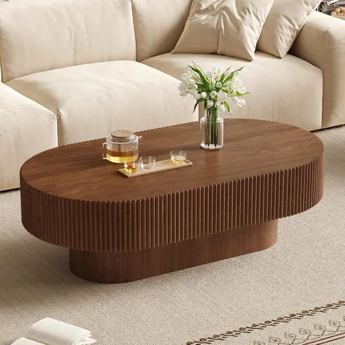 Vista 14 de Merax - Mesa de centro redonda moderna con base resistente, color blanco Mesa central de madera para sala de estar, oficina, recepción, fácil