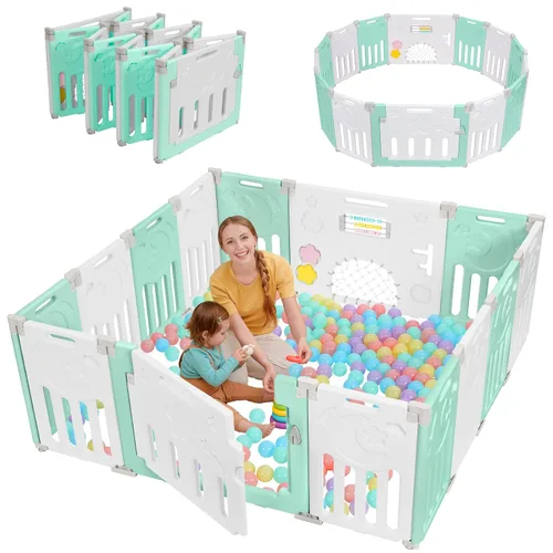 Vista 16 de Corralito para bebés Dripex, corral plegable de 10 paneles para bebés y niños pequeños, área de juego portátil ajustable, centro de actividades
