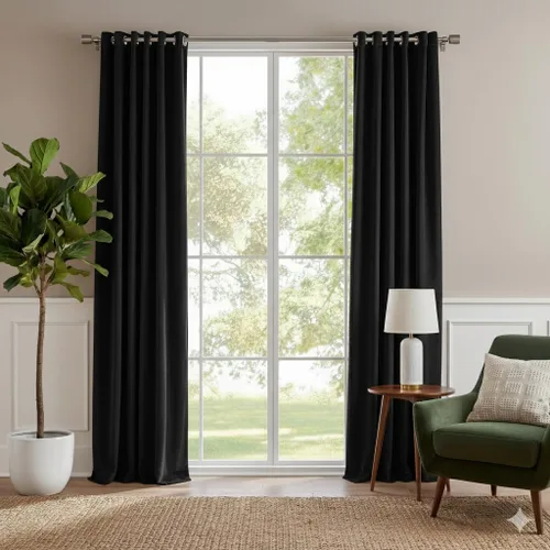 Vista 42 de RYB HOME Cortinas de terciopelo 100% opacas para sala de estar, cortinas de guardería con bloqueo de luz, 2 paneles, cortinas de ventana con Beige