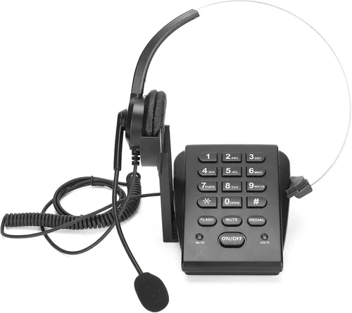 Vista 5 de Teléfono HT700 con cable con auricular micrófono omnidireccional centro de llamadas, teléfono manos libres con cable para oficina y hogar