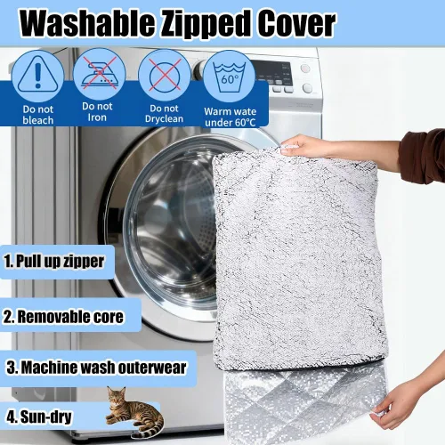 Vista 5 de AIO Almohadilla de cama autocalentable para gatos, almohadilla térmica avanzada extra cálida para mascotas de interior y exterior con funda