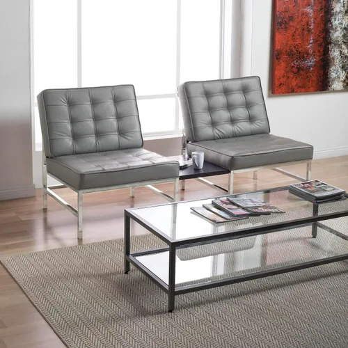 Vista 7 de Silla Ashlar Modern Accent en piel mezclada, cromo/gris