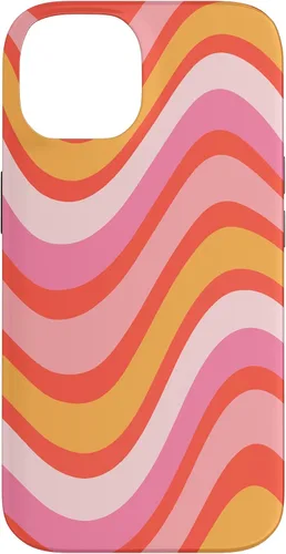 Vista 4 de iPhone 13 Pro Retro Liquid Swirl patrón de líneas onduladas rosa mandarina naranja funda