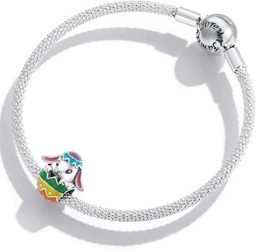 Vista 3 de Abalorio de huevo de Pascua de conejo de plata de ley 925 para pulsera Pandora pulsera de abalorios europeos