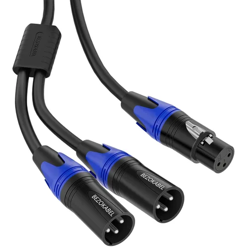 Vista 9 de Divisor XLR, cable divisor XLR equilibrado macho a 2 hembras, cable divisor XLR Y de 3 pines - 1 pie