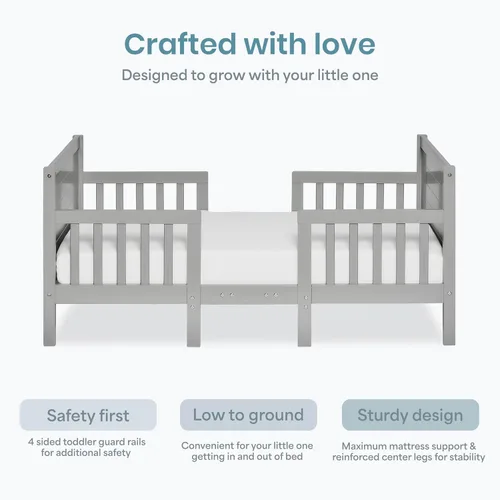 Vista 5 de Dream On Me Hudson - Cama convertible 3 en 1 para niños pequeños en gris frío, certificado Greenguard Gold, certificado JPMA, acabados no tóxicos