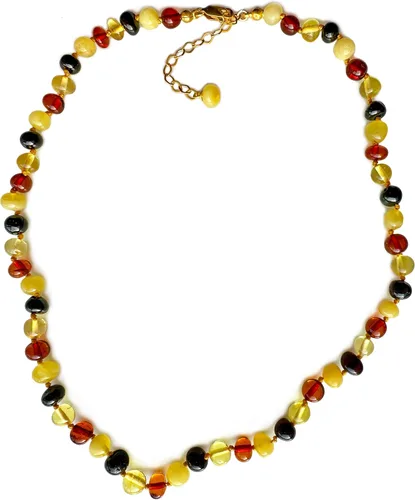 Vista 29 de Collar de ámbar para mujer con cierre de plata chapada en oro de 18 quilates, 19 pulgadas con extensor de 2 pulgadas, hecho a mano con cuentas