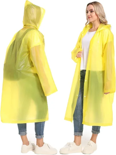 Vista 92 de 2 abrigos de lluvia de Borogo para adultos, chaquetas de lluvia reutilizables para hombres y mujeres