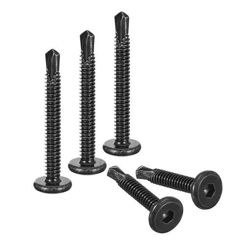 Vista 21 de uxcell Tornillos Autorroscantes de Encaje Hexagonal, 1/4 x 1 Acero Inoxidable 410 Tornillo de Perforación de Cabeza Plana para Chapa Metálica 100