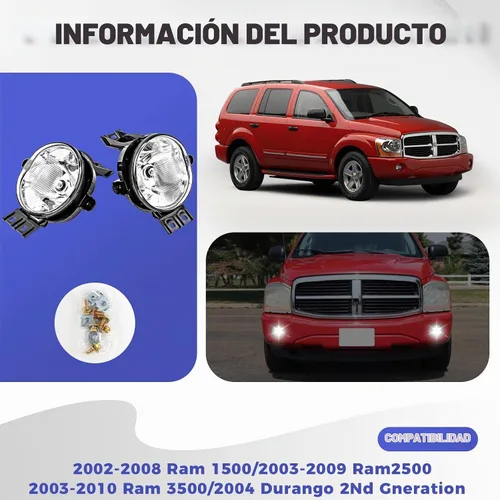 Vista 6 de luz antiniebla para Ram 1500 2002-2008/Ram 2500 2003-2009/Ram 3500 2003-2010, Durango 2ª generación 2004, camioneta Durango 05-06 9006 12V 51W