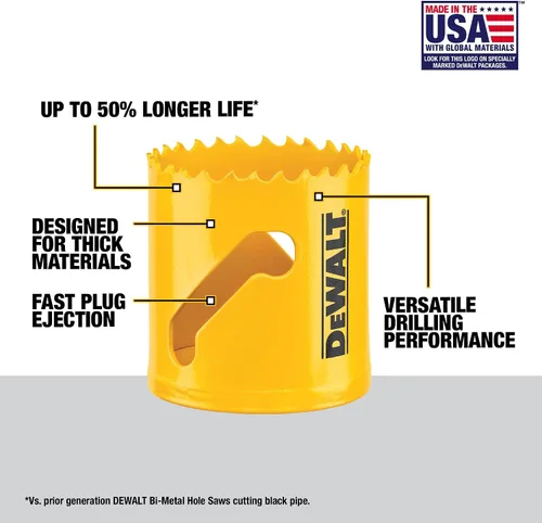 Vista 3 de Kit de sierras perforadoras bimetálicas DeWalt D180002 para electricistas.