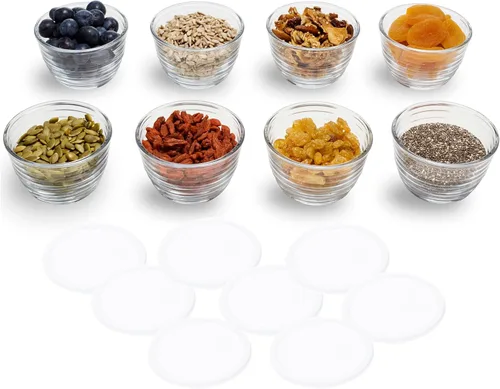 Vista 10 de Libbey Baker's Basics Juego de 8 Piezas de Platos de Vidrio para Hornear Cupcake Party con Tapas, Cuencos Redondos Pequeños de Vidrio, Cuencos