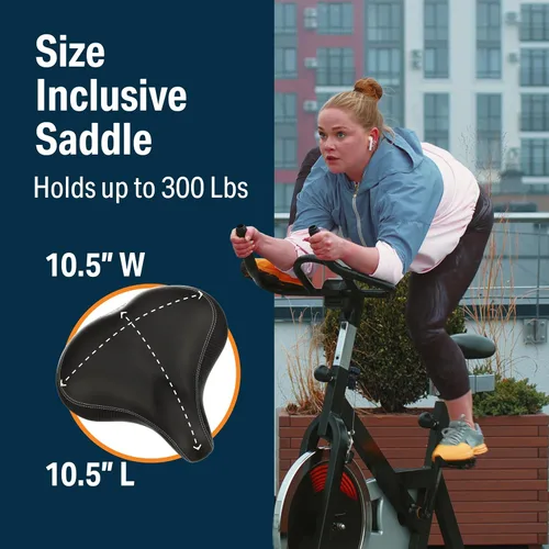 Vista 5 de Bikeroo Extra Wide Replacement Saddle - Fits Indoor & Outdoor Bicycles - Steel Spring & Elastomer Suspension - Center Cutout - Memory Foam