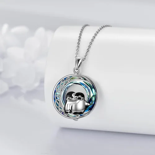 Vista 4 de Pingüinosperezosospandasbúhospanda rojojirafagatosllamasdinosaurioosocerdo monoconejito de Pascua, regalos de pingüinos, plata de ley 925, joyería