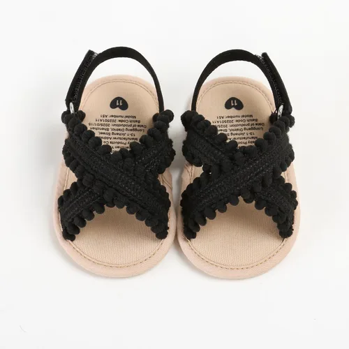 Vista 6 de SOFMUO Sandalias para bebés y niñas, suela suave de primera calidad, para interiores, planas, para recién nacidos, ligeras, cómodas, zapatos