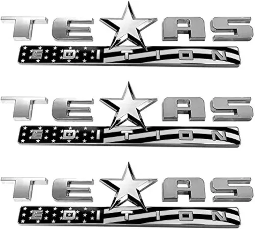 Vista 9 de 1 pieza emblema edición Texas plateado y negro/plateado y rojo/todo negro/negro y rojo/bandera americana a color y plateado/bandera americana negra