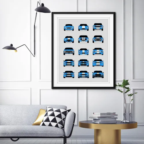 Vista 9 de Custom Car Posters Póster hecho a mano compatible con Shelby Evolution Print Wall Art Décor Best of Shelby Generations, multicolor, 8 x 10 pulgadas