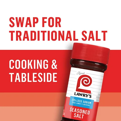 Vista 11 de Lawry's Sal sazonada, 25% menos de sodio, sin MSG añadido, certificado Kosher, básico, versátil, condimento multiusos para agitar en carne de res