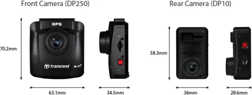 Vista 7 de Transcend 32 GB, cámara dual para tablero frontal y trasera en el interior, 140 gran angular, pantalla 2.4, GPS WiFi integrado, sensor G, visión