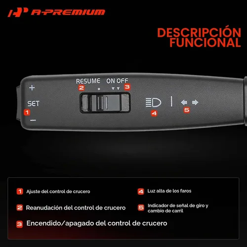 Vista 3 de A-Premium - Interruptor de señal de giro para faros delanteros