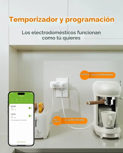 Vista 5 de TESSAN - Paquete de 2 enchufes inteligentes, toma de enchufe doble WiFi