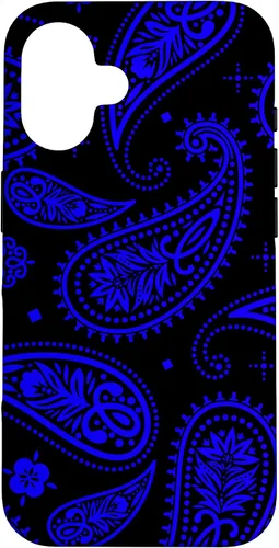 Vista 32 de Black Blue Paisley Bandana Vintage Floral Boho Pattern Case for iPhone 17