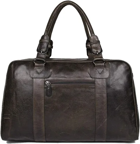 Vista 9 de Vintage aceite cera cuero viaje Duffel 15 "portátil hombro bolsa de fin de semana deportes durante la noche equipaje Tote bolso gimnasio bolsa