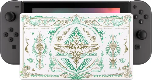 Vista 4 de eXtremeRate Custom Soft Touch Grip Faceplate for Nintendo Switch Dock, Glow in Dark - Totem of Kingdom White DIY Replacement Housing Shell for