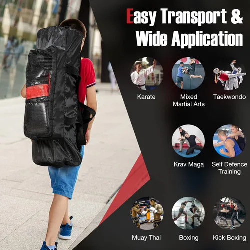 Vista 8 de GYMAX Saco de boxeo para niños, saco de boxeo prellenado con guantes de boxeo, envolturas de mano y bolsa de transporte, saco de boxeo pesado