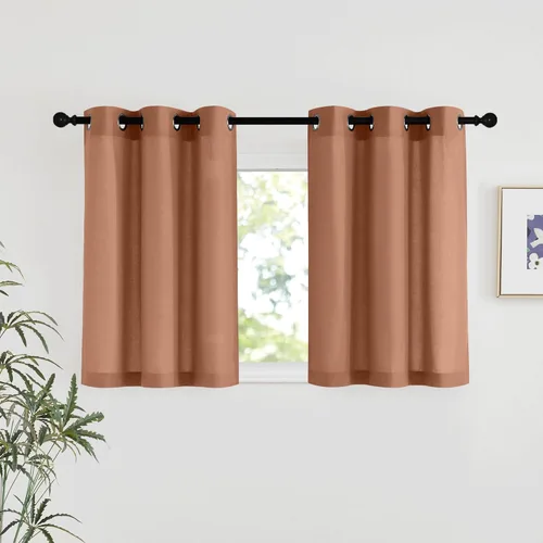 Vista 42 de NICETOWN - Cortinas de lino angora para ventana de cocina sobre el fregadero, con ojales, lino grueso angora, tratamientos cortos para ventanas