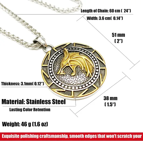 Vista 3 de Collar de talismán de lobo vikingo Fenrir cadena de acero inoxidable para hombre, joyería vintage para hombre, colgante de amuleto vikingo pagano