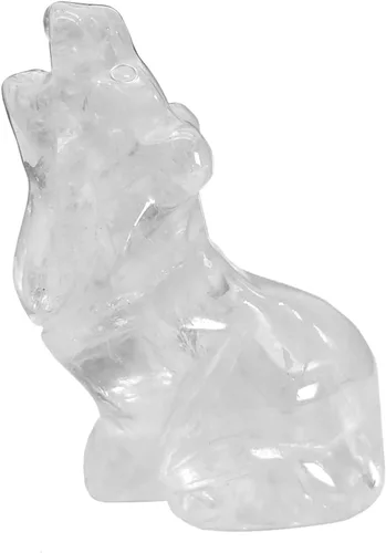 Vista 7 de Estatuas de lobo aullador de piedra de aventurina verde, 2 pulgadas, tallada a mano, animales sentados, lobos sentados, escultura de cristal curativo