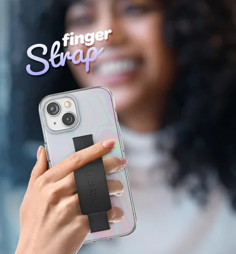 Vista 4 de ENCASED Funda con lazo para dedos, diseñada para iPhone 15 Plus (2023), funda de agarre con correa de mano con soporte de silicona suave al tacto