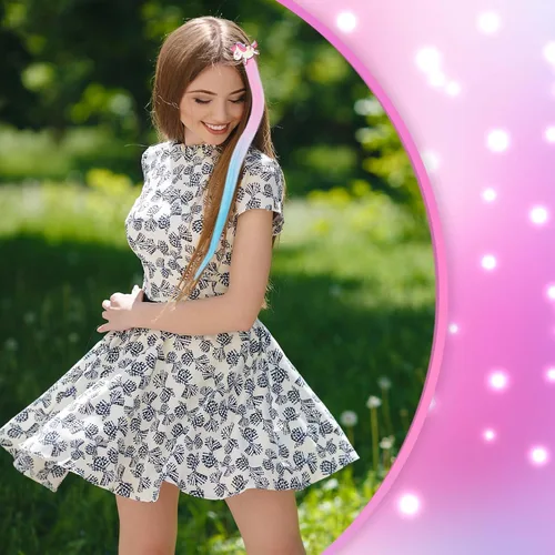 Vista 5 de 8 pinzas para el cabello para niñas, extensiones de cabello de arcoíris liso de animales para niños, accesorios para niñas pequeñas, colas