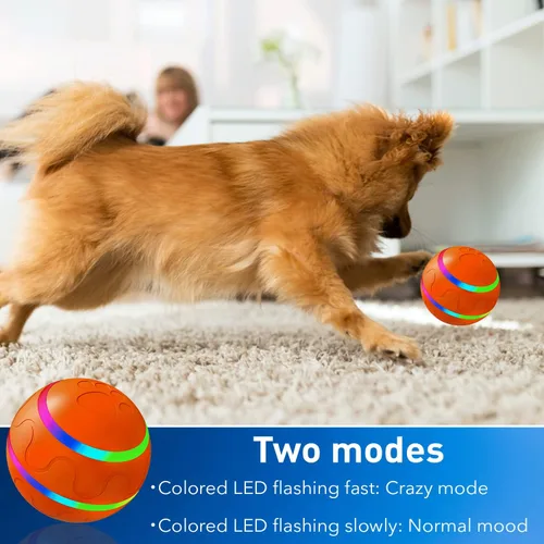 Vista 6 de CSD Juguete automático de pelota para perros, recargable por USB, modo dual, exterior suave e interior de PC, para razas pequeñas
