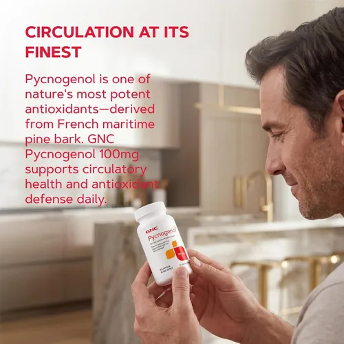 Vista 7 de GNC Pycnogenol 100 mg, apoya la salud circulatoria, 30 cápsulas Powerful Antioxidant that Protects Cells from Free Radical Damage and Helps